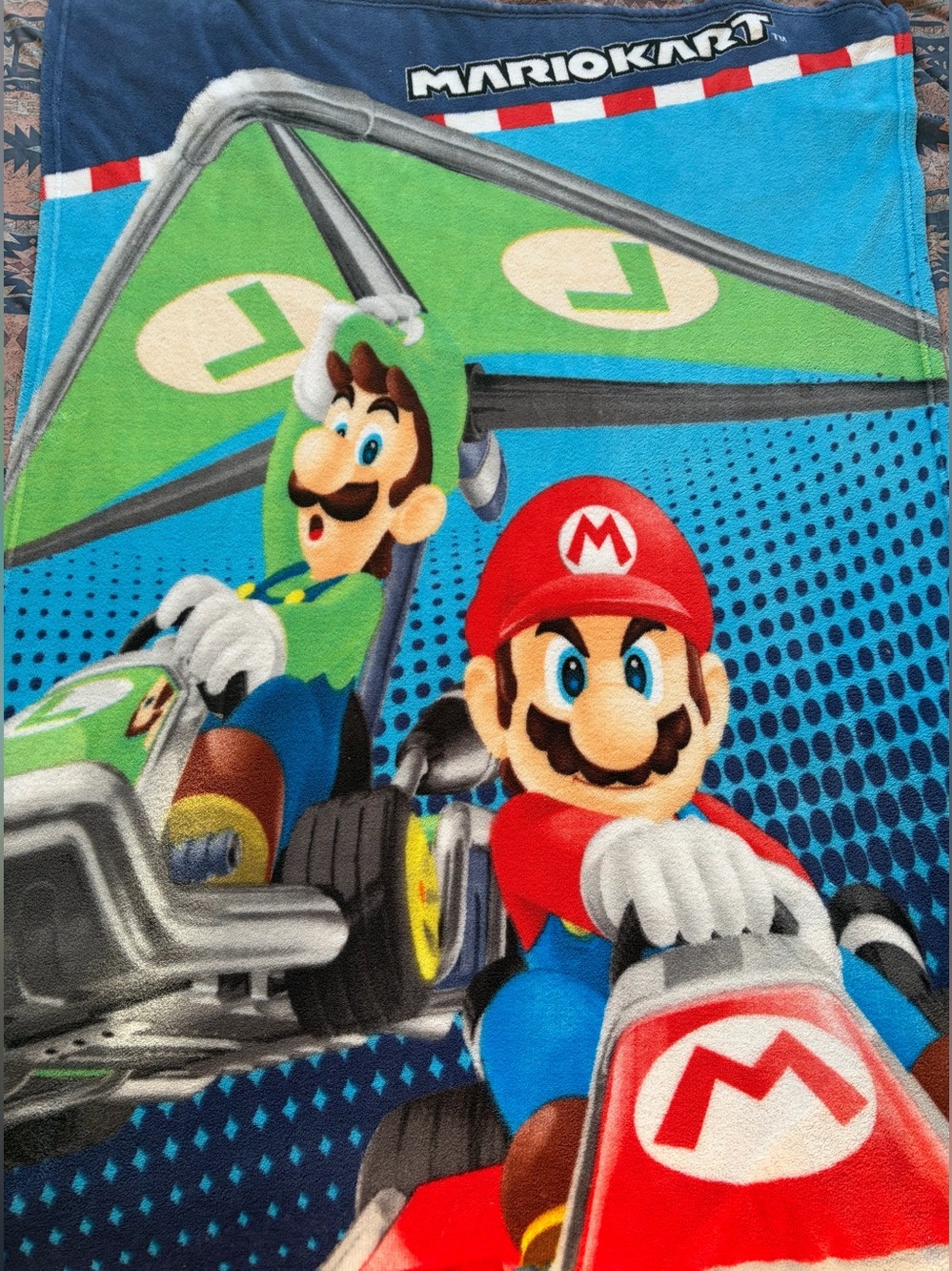 🏎️Official Nintendo Mario Kart Soft Plush Fleece Blanket Mario Luigi